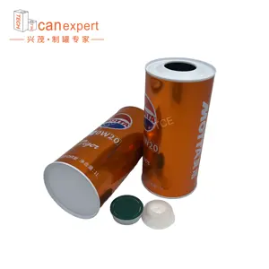 空圆形金属锡罐，带环形拉式易开盖，用于油漆润滑油包装容器
