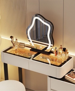 Hot bán sang trọng màu đen dresser Led Gương thông minh Vanity lưu trữ lớn ngực trang điểm bàn trang điểm đồ nội thất phòng ngủ bán buôn - Product Image 4