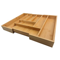 Organisateur de rangement de table de cuisine à un niveau en bambou avec plateau transparent multifonctionnel