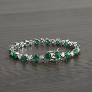 Colored Heart-shaped Tennis <b>Bracelet</b> Couple Stacked Copper Inlaid Zircon Love Tennis <b>Bracelet</b> Tanjing Fashion Lijing Necklace - Product Image 3