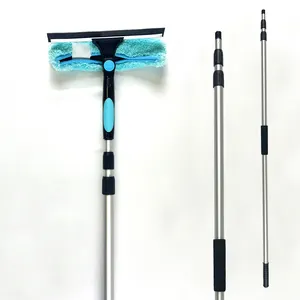 Double-Sided Telescopic Window Cleaner With Long Handle Aluminum Metal Plastic Rubber Squeegee Wiper For Glass Mirror Cleaning