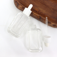 Botol Minyak Jenggot & Wajah Isi Ulang Mewah Premium Desain Baru, Botol Kosong Kaca Frosted 50ml, Botol Tetes Minyak Esensial Persegi Pipih