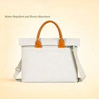 Sac fourre-tout pour ordinateur portable en tissu Oxford avec logo personnalisé pour femmes, sac à main professionnel avec bandoulière et poignée supérieure, blanc