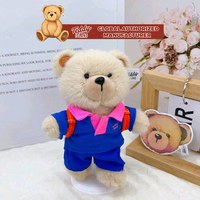 Ours en peluche avec chemise à motif chrysanthème et monture de lunettes à imprimé léopard en tissu de coton unisexe