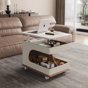 โต๊ะข้างอเนกประสงค์ปรับระดับความสูงได้ โต๊ะกาแฟทันสมัย ดีไซน์หรูหรา พร้อมตู้เก็บของ สำหรับห้องนั่งเล่นและบ้าน - Product Image 2