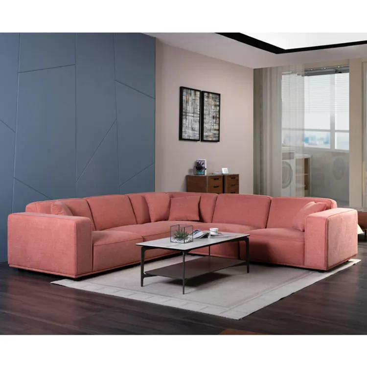 Nhà Sản Xuất Đồ Nội Thất Phòng Khách Cao Cấp Bộ Sofa Vải Hình Chữ L Hiện Đại Hoàng Gia