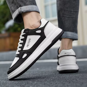 Zapatos Casuales Transpirables de Cuero para Hombre, Nuevo Estilo Deportivo, Zapatos de Skateboard Blancos, Modernos, Versátiles y Ligeros - Product Image 2