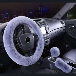 Housse de volant de voiture 37-38 cm, douce et floquée, pour volant de 15 pouces, idéale pour l'hiver, garde au chaud - Product Image 1