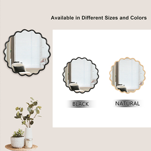 Specchio Ondulato in Legno Massello Nero 36x36, Decorazione Moderna da Parete per Camera da Letto, Bagno, Soggiorno - Product Image 6