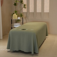 Ensemble de literie 4 pièces en jacquard 3D vert, design haut de gamme, super doux, pour salon de beauté, épaissi, pour table de massage et spa
