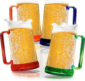 Mugs à bière isothermes à double paroi pour congélateur avec poignées, 16 oz - Product Image 1