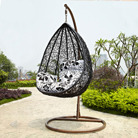 Haute qualité moderne PE rotin extérieur balcon jardin Patio oeuf oiseaux nid suspendu balançoire chaise avec support