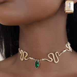 Collana <span class=keywords><strong>Girocollo</strong></span> Gemnel Serpentina Placcata Oro Argento 925 con Finitura Incisa e Catena di Prolunga con Zirconia Cubica - Product Image 4