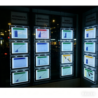 Cadre d'affichage suspendu en acrylique rétroéclairé pour affiches A3 A4, support de panneau lumineux pour l'immobilier, en plexiglas, pour fenêtre ou plafond