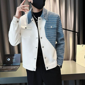 Veste Tendance Jeune Design Épissé Sensibilité Cardigan Manches Longues Coupe Ample Style Décontracté Veste <span class=keywords><strong>Homme</strong></span> de Chine - Product Image 1
