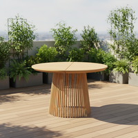 Table à manger ovale extensible en bois rustique, design minimaliste nordique, mobilier de restaurant DISHI Wood.