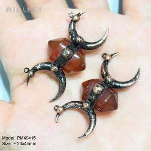 PM49427 ювелирные изделия из пайки натуральный драгоценный камень розовый кварц прозрачный кристалл тигровый глаз зеленый авантюрин Тройная богиня луны Кулон - Product Image 3