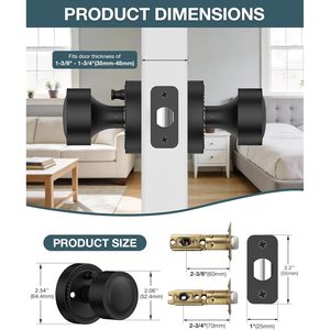 Calzibeno - Manijas de Puerta Negras Mate, de Aleación de Zinc, Redondas, Vintage, con Cerradura, para Interiores, Ambidiestras, Fácil Instalación - Product Image 6