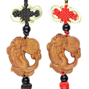 Peach Wood Pixiu Carving Pendant With Coin Design For <b>Car</b> <b>Interior</b> Decoration Gift From China - Product Image 4