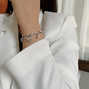 Bracelet Mickey Mouse en argent sterling S925, design cartoon, bracelet fin pour femme, à porter tous les jours - Product Image 2