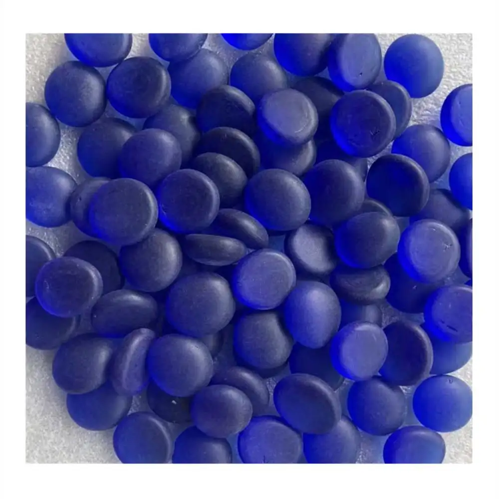 Dakr Blue Sea Glass Pebble Frosted Glass Beads