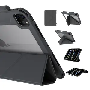 2024 New Clear 2.0mm PC TPU Four Corner Airbag Stoßfest Smart Cover Tablet Ledertasche für iPad Air 13 11 iPad Pro 13 11 (M4)