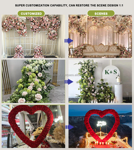 Arco de Flores de Rosa de Seda Artificial Suave, Diseño Asimétrico Naranja, Fondo para Decoración de Bodas con Tamaño Personalizable - Product Image 5