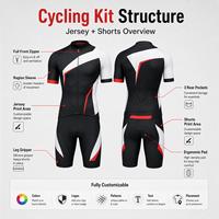 Conjunto de Ciclismo Personalizado para Hombre, Jersey con Cierre Completo y Culotte Acolchado con Número y Logotipo del Equipo para Pedidos de Club