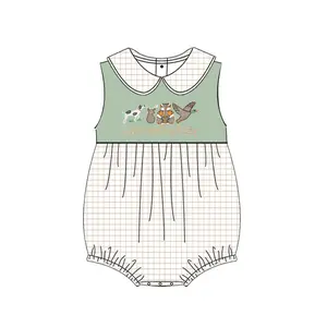 Baoresun — vêtement de printemps pour bébé garçon, barboteuse kaki à carreaux, imprimé, usine