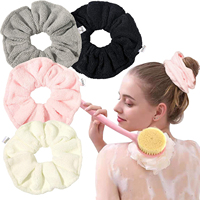 Serviette chouchou en microfibre à séchage rapide et absorbante avec logo personnalisé pour cheveux bouclés mouillés après la douche, en tissu éponge