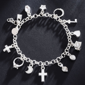 Bracciale con <span class=keywords><strong>tredici</strong></span> pezzi pendenti in argento per donna, regalo, bracciali e braccialetti, gioielli - Product Image 6