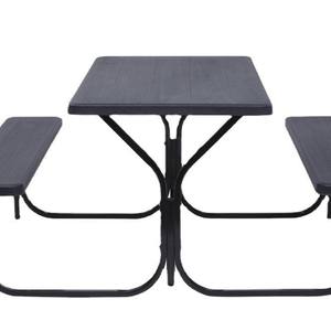 طاولة نزهة مستطيلة قابلة للطي، أثاث متعدد الاستخدامات للداخل والخارج متين مع مقعد مزدوج - Product Image 1