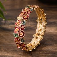 TB27 Valentijnsdag Cadeau Roos Bloem Armband Mode Vintage Emaille Armbanden Sieraden Dames