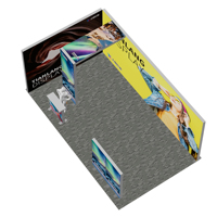 Stand d'exposition lumineux modulaire 10x20 pieds avec double comptoir d'accueil et colonne d'affichage, système d'éclairage personnalisé pour salons professionnels