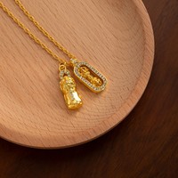 Collier bouddhiste Pixiu Vajra vintage en alliage doré pour femmes, design exquis, tendance, polyvalent, pendentif haut de gamme