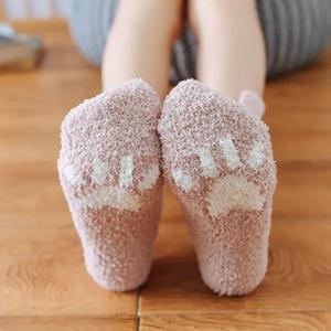 Cheap Fleece Candy Warm <strong>Lady</strong> Heart Cute Winter Sleeping Embroidery Custom <strong>Fluffy</strong> Sleeper Fuzzy Women's <strong>Socks</strong> - Product Image 3