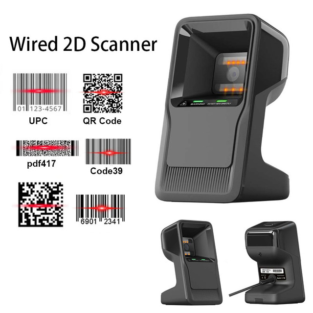 2026 Most Innovative 1D 2D QR Code Desktop Barcode Scanner Omnidirectional Hands-Free USB Wired Barcode Reader for Inventory