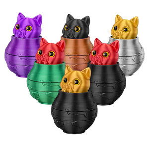 Broyeur à herbes en plastique et aluminium en forme de chat, 3 pièces, portable, pour tabac, distributeur métallique – Vente en gros - Product Image 4