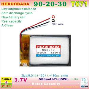 3.7V 500mAh 902030 3 kabel 10K NTC baterai Lithium Ion polimer untuk jam tangan pintar GPS Mp4 BLUETOOTH Earphone Speaker Mp3 T671 - Product Image 4