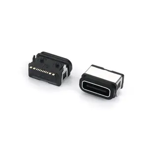 Puerto hermético Usb-C, montaje de Panel Pcb Ip65 Usbc 3,1, 16Pin Smt Smd 16 6 Pin Ip67 2,0 Ip68 hembra, conector Usb tipo C impermeable