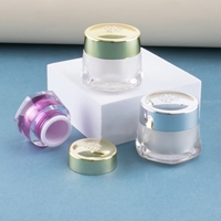 Pot à crème en acrylique à double paroi 5g 10g 30g, pot à crème pour le visage, conteneur pour crème de nuit avec couvercles dorés, pot en plastique vide pour cosmétiques