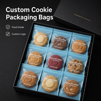 Emballage transparent pour biscuits à trois soudures latérales, sac d'emballage personnalisé pour snacks, idéal pour les produits de boulangerie maison