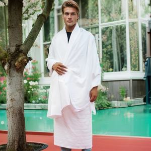 Ahram Ihram Ehram Vêtements Respirants pour Hommes 2 Pcs Set 110*220cm Blanc Ihram pour Hajj Umrah Adult Home Bath Use Made Polyester - Product Image 3