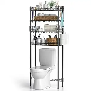 卫生间储物架上方的4层可调储物架，用于浴室洗手间洗衣空间节省