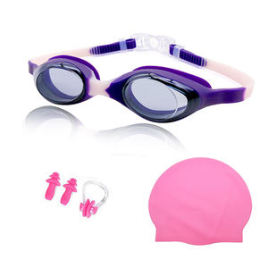 قبعة سباحة سيليكون متينة للأطفال مضادة للماء للشعر القصير مع نظارات سباحة سدادة للأذن ومشبك للأنف - Product Image 1
