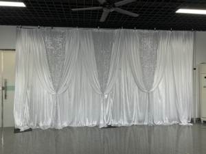 Rideaux <span class=keywords><strong>de</strong></span> <span class=keywords><strong>fond</strong></span> <span class=keywords><strong>de</strong></span> scène élégants sur mesure à double couche en soie glacée pour mariage, événements et décoration <span class=keywords><strong>de</strong></span> fête - Product Image 5