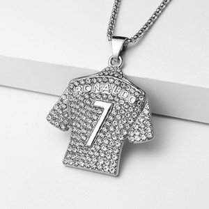 Collana con ciondolo numero 7 in lega con <span class=keywords><strong>catena</strong></span> in bambù tempestata di diamanti, bestseller transfrontaliero, accessorio di lusso di nicchia - Product Image 2