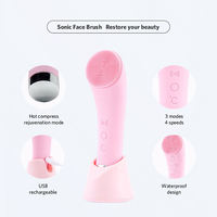 Brosse nettoyante électrique pour le visage en silicone, 3 modes, 5 vitesses, étanche IPX6, vibration sonique, chauffage, massage du visage, appareil de soin de la peau