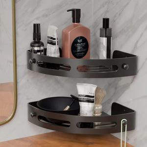 Estante triangular montado en la pared sin taladro de un solo nivel para baño, inodoro, Ducha y lavabo, accesorios de almacenamiento - Product Image 3