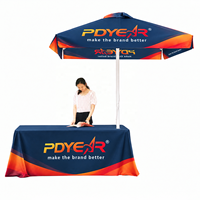 Werbe-Sonnenschirm mit individuellem Logo, quadratisch, 2x2m, für Außenbereiche, Strand, Café, mit Wasserbasis für Veranstaltungen